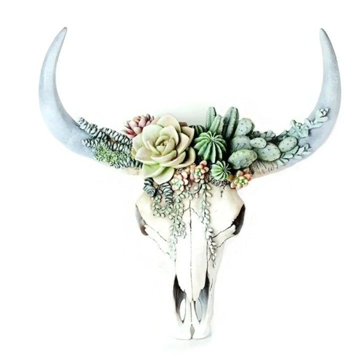 Kalsten | Cow Skull - Bully - Wall Decoration with Flowers - Resin Home Decor