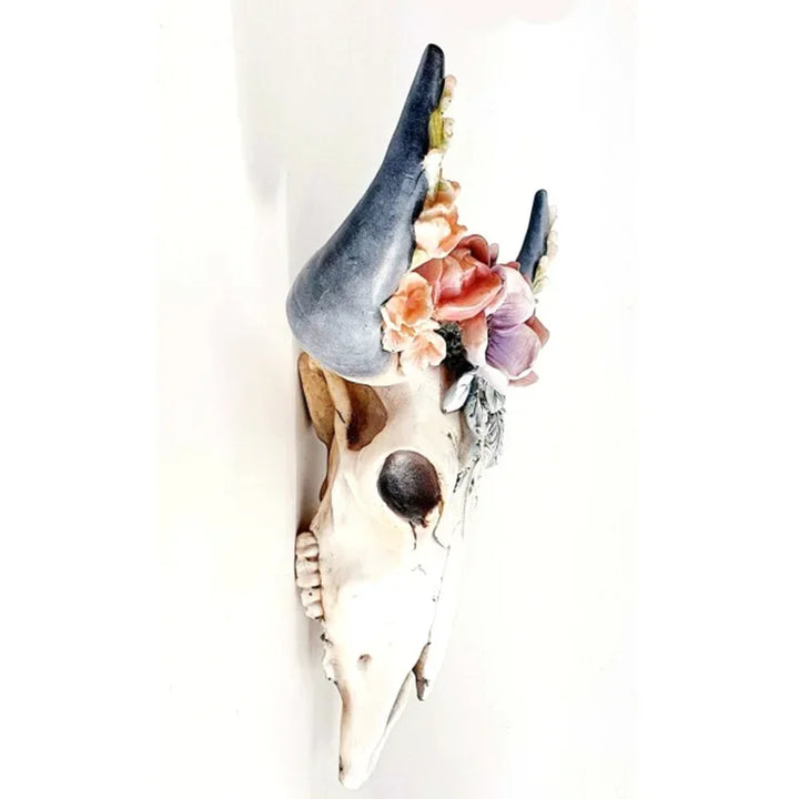 Kalsten | Cow Skull - Bully - Wall Decoration with Flowers - Resin Home Decor