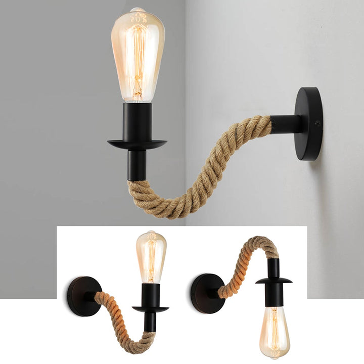 Retro Hemp Rope Industrial Loft Wall Lamp | Kalsten