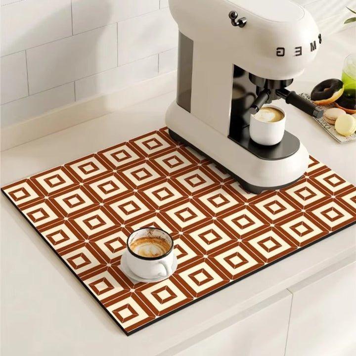 Kalsten | Retro Tile Design Absorbent Coffee Mat
