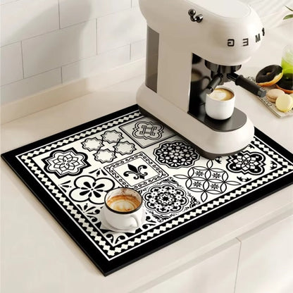 Kalsten | Retro Tile Design Absorbent Coffee Mat