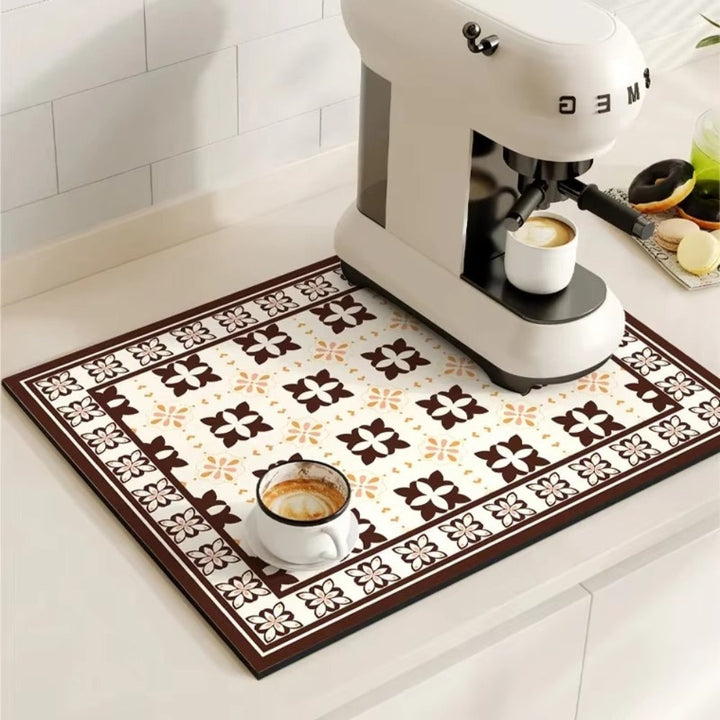 Kalsten | Retro Tile Design Absorbent Coffee Mat