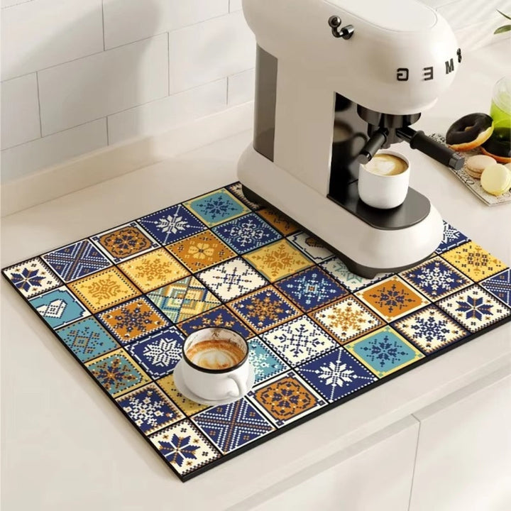 Kalsten | Retro Tile Design Absorbent Coffee Mat