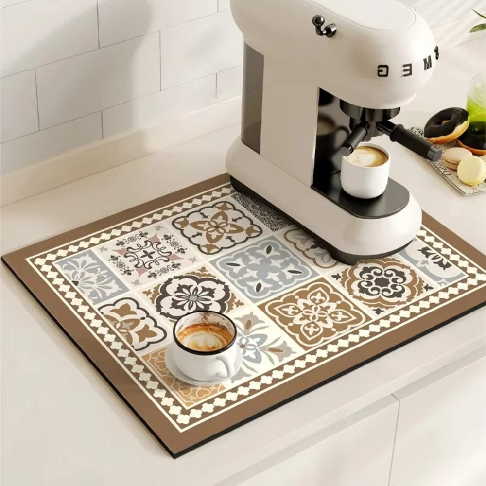 Kalsten | Retro Tile Design Absorbent Coffee Mat