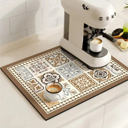 Kalsten | Retro Tile Design Absorbent Coffee Mat