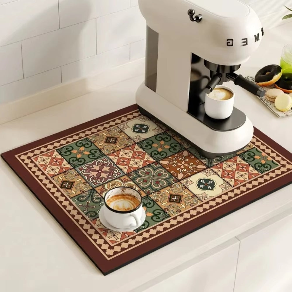 Kalsten | Retro Tile Design Absorbent Coffee Mat