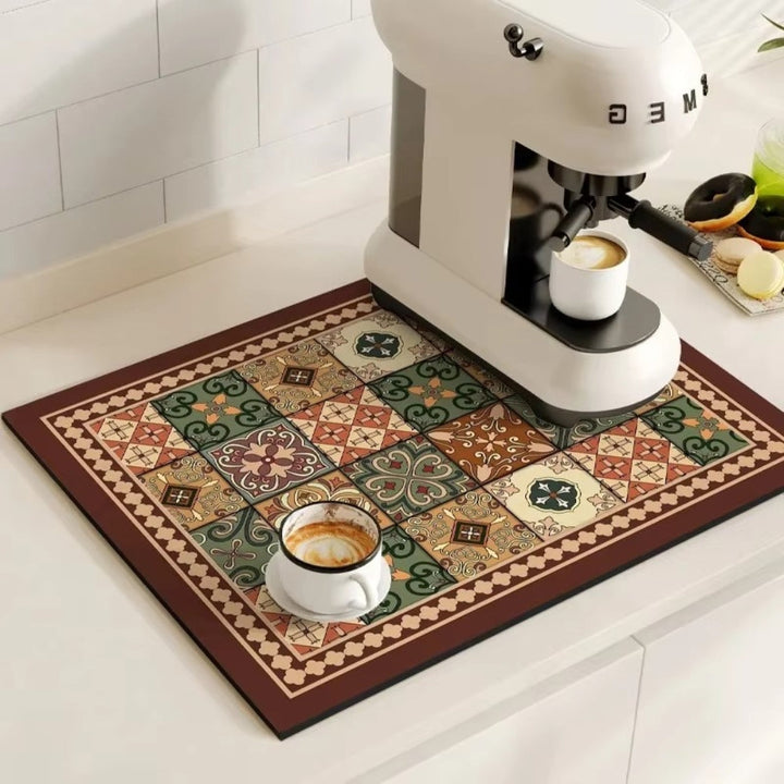 Kalsten | Retro Tile Design Absorbent Coffee Mat