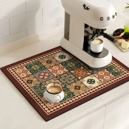 Kalsten | Retro Tile Design Absorbent Coffee Mat