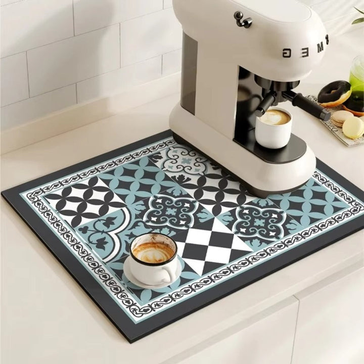 Kalsten | Retro Tile Design Absorbent Coffee Mat