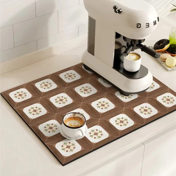 Kalsten | Retro Tile Design Absorbent Coffee Mat