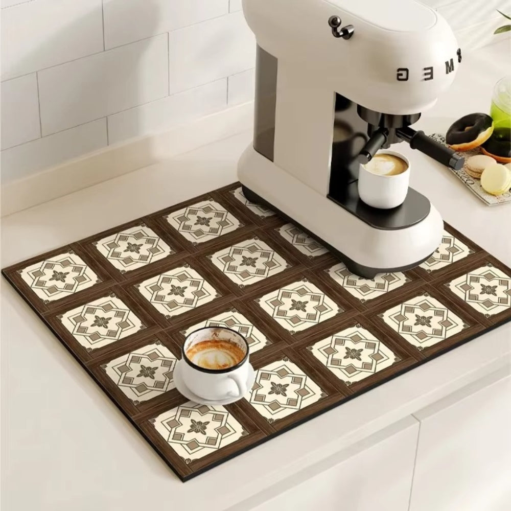 Kalsten | Retro Tile Design Absorbent Coffee Mat