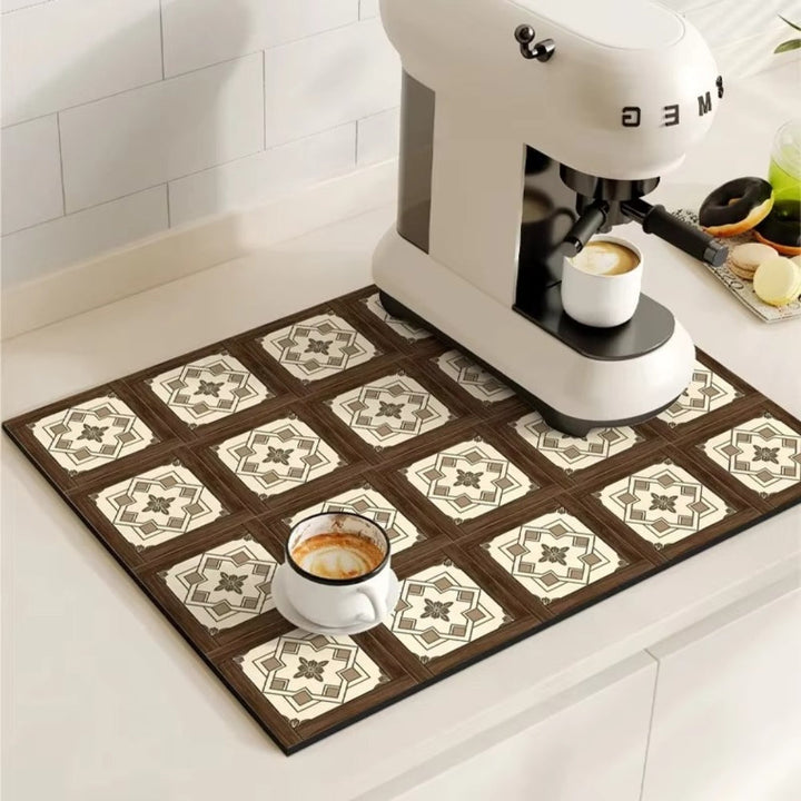 Kalsten | Retro Tile Design Absorbent Coffee Mat