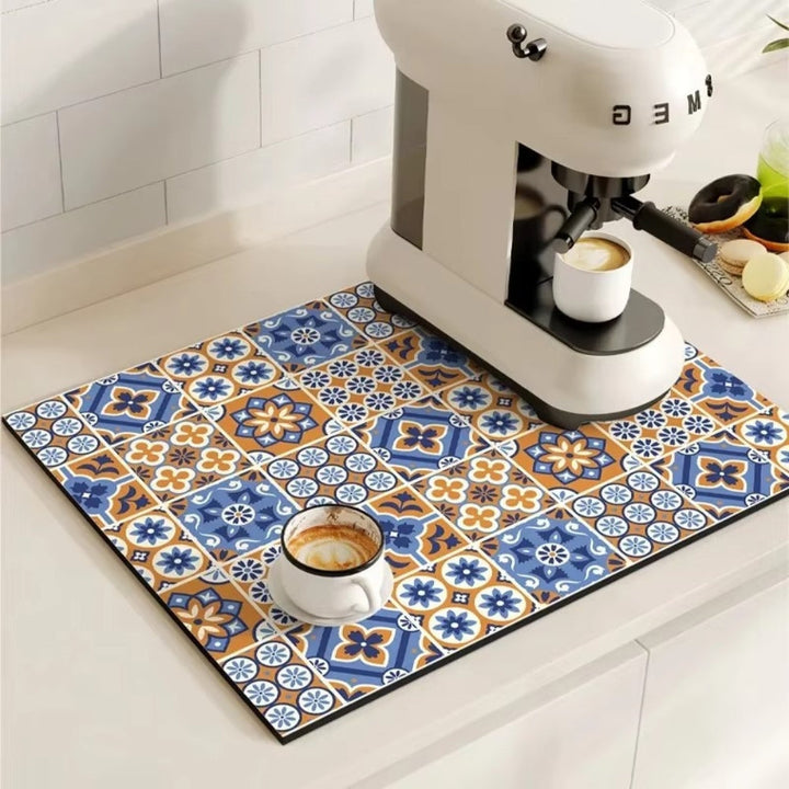 Kalsten | Retro Tile Design Absorbent Coffee Mat