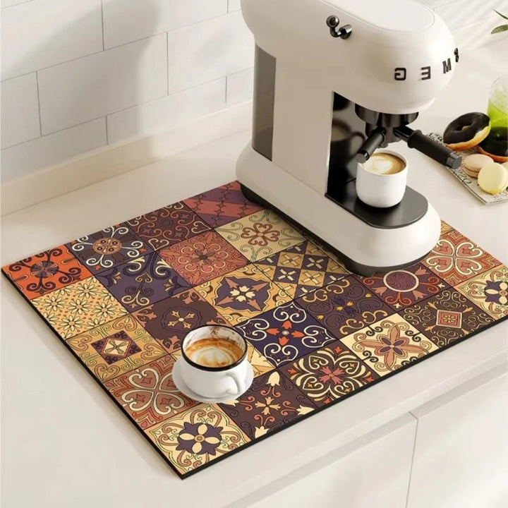 Kalsten | Retro Tile Design Absorbent Coffee Mat