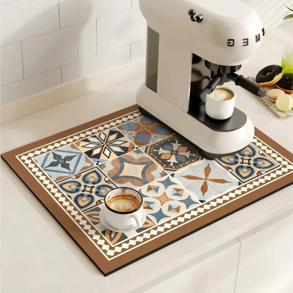 Kalsten | Retro Tile Design Absorbent Coffee Mat