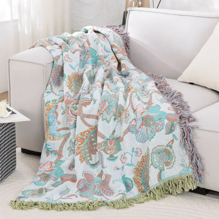 Kalsten | Reverie Floral Tassel Cotton Blanket
