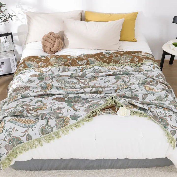 Kalsten | Reverie Floral Tassel Cotton Blanket