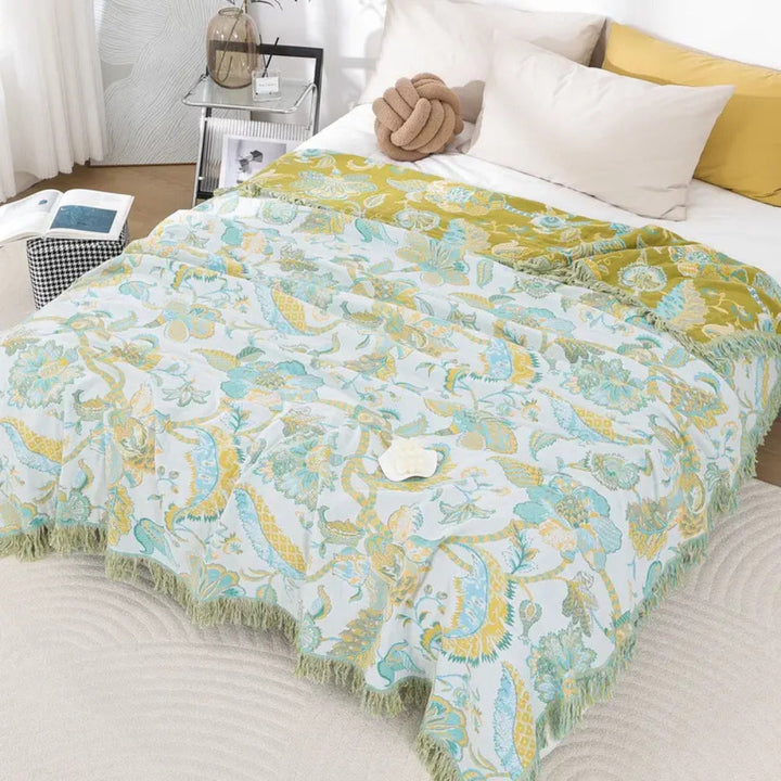 Kalsten | Reverie Floral Tassel Cotton Blanket