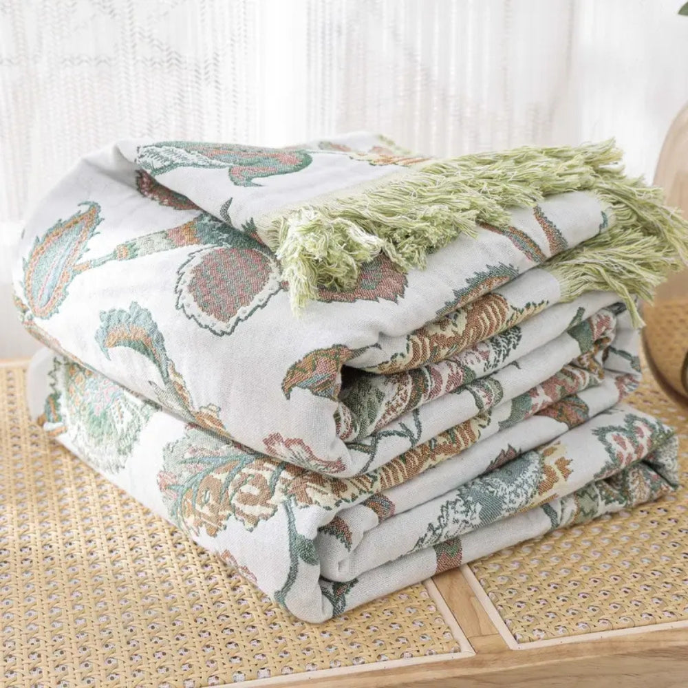 Kalsten | Reverie Floral Tassel Cotton Blanket