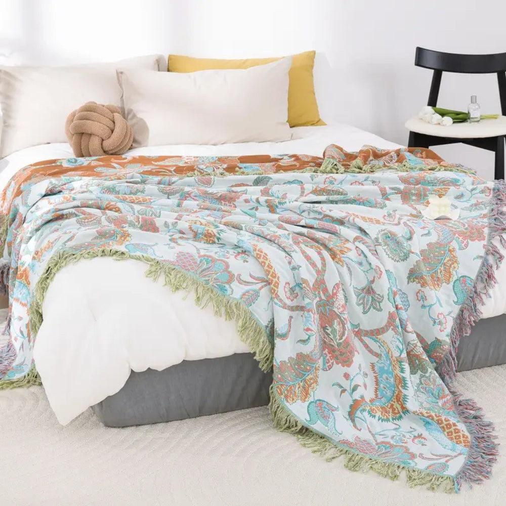 Kalsten | Reverie Floral Tassel Cotton Blanket