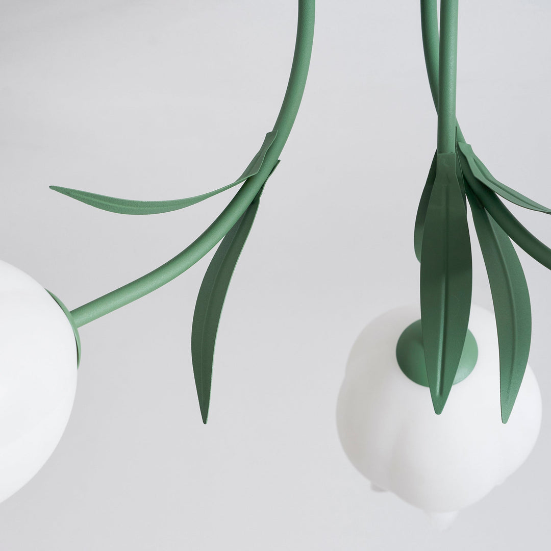 Ceiling Light Metal Acrylic 21.7 in Floral White Green Living Room Bedroom Bathroom Fixture Decorative | Kalsten