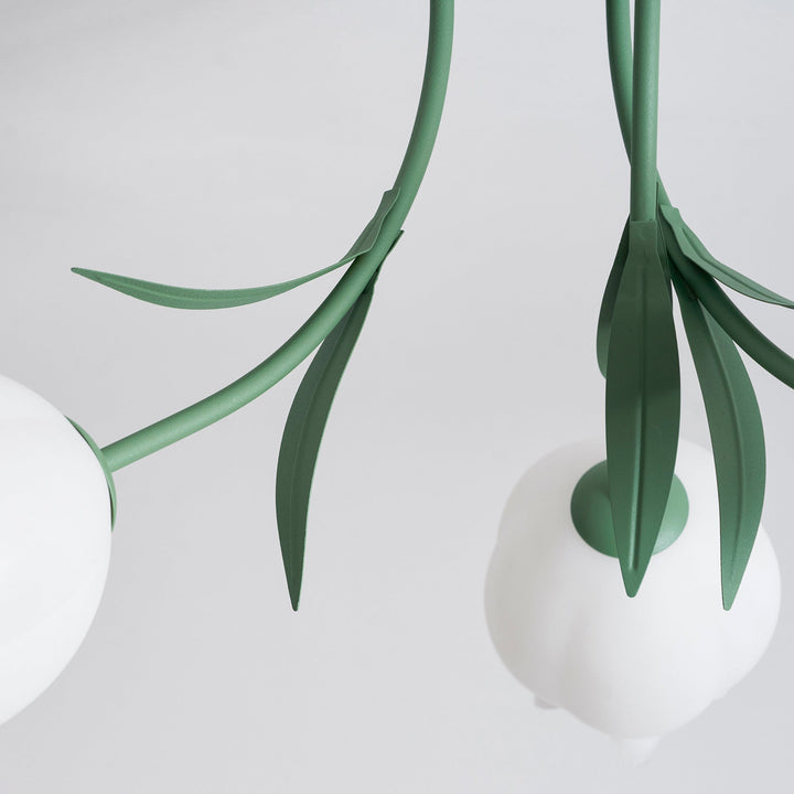 Ceiling Light Metal Acrylic 21.7 in Floral White Green Living Room Bedroom Bathroom Fixture Decorative | Kalsten