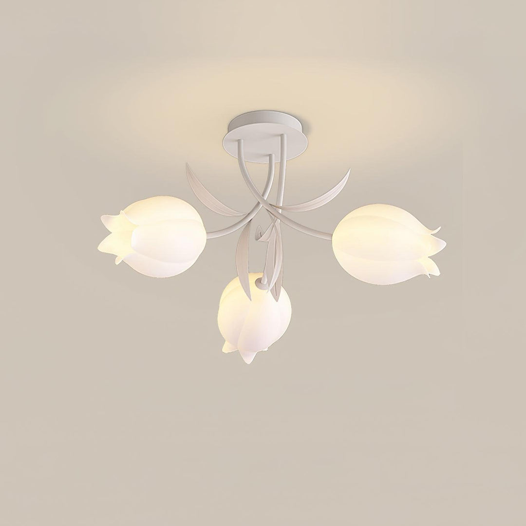 Ceiling Light Metal Acrylic 21.7 in Floral White Green Living Room Bedroom Bathroom Fixture Decorative | Kalsten