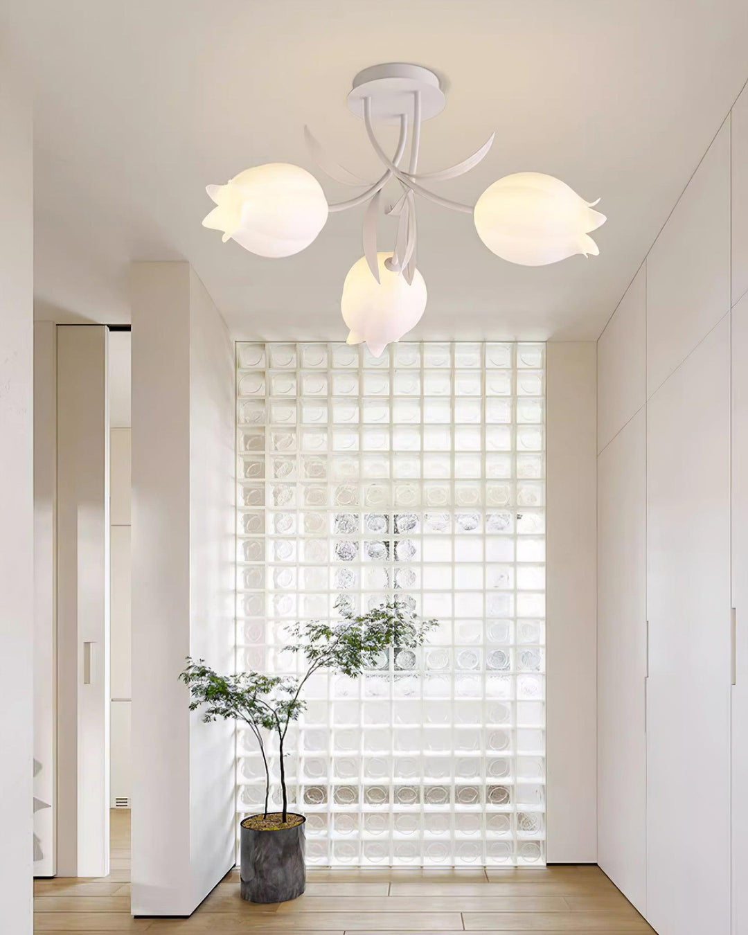 Ceiling Light Metal Acrylic 21.7 in Floral White Green Living Room Bedroom Bathroom Fixture Decorative | Kalsten