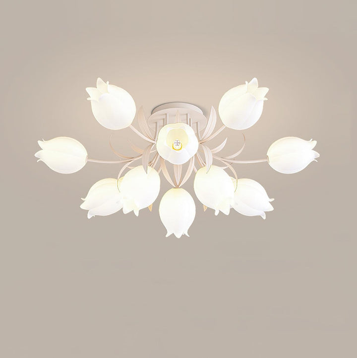 Ceiling Light Metal Acrylic 21.7 in Floral White Green Living Room Bedroom Bathroom Fixture Decorative | Kalsten