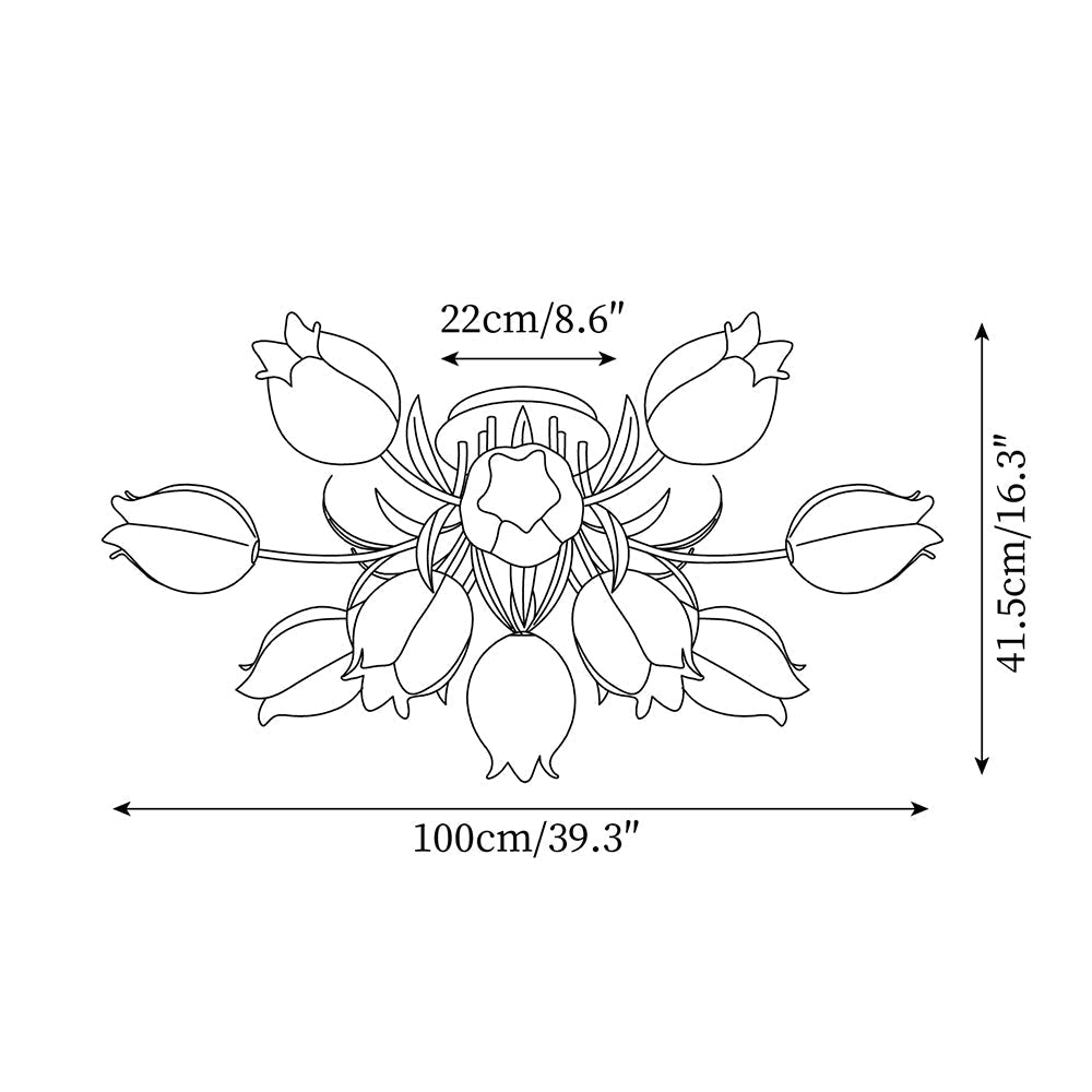 Ceiling Light Metal Acrylic 21.7 in Floral White Green Living Room Bedroom Bathroom Fixture Decorative | Kalsten