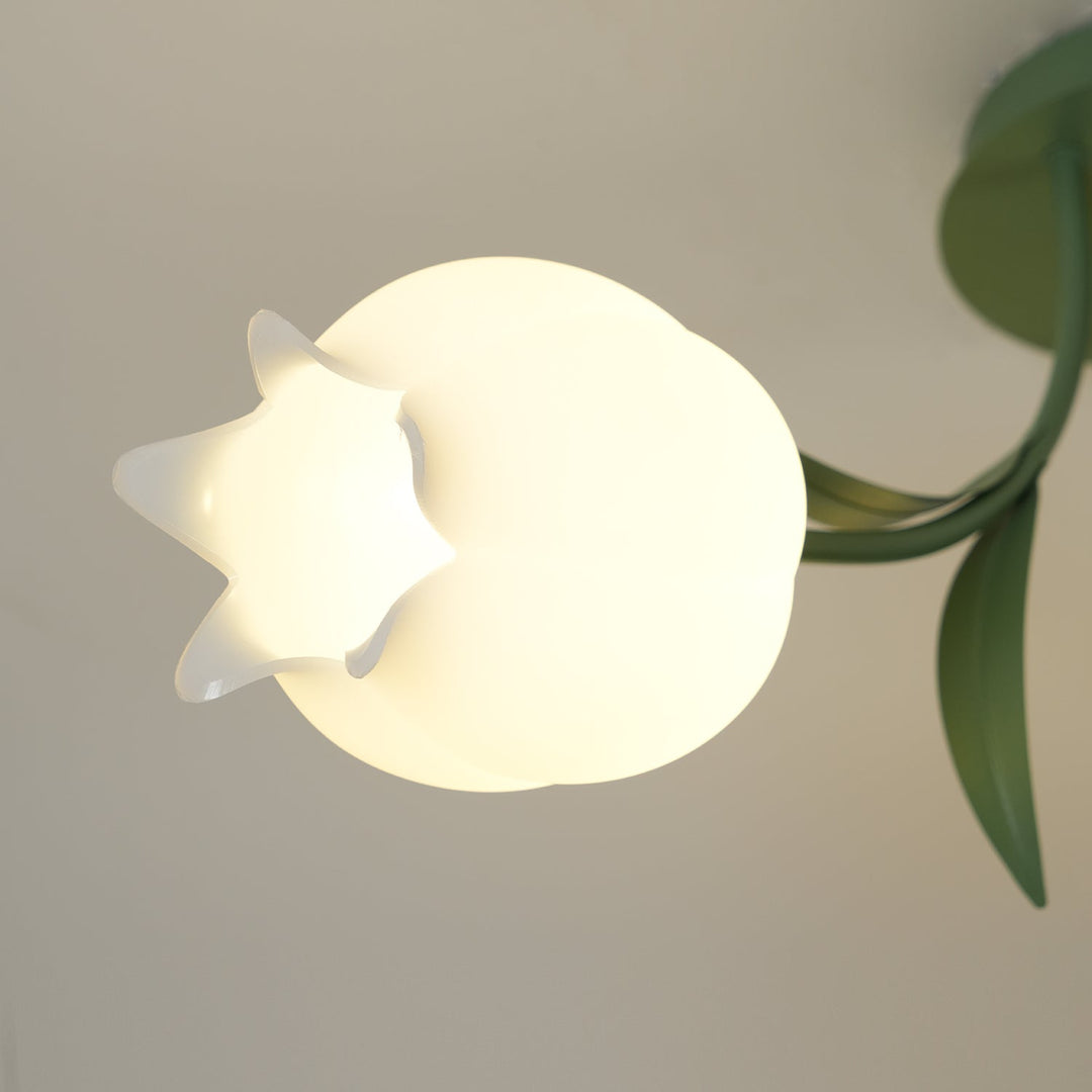 Ceiling Light Metal Acrylic 21.7 in Floral White Green Living Room Bedroom Bathroom Fixture Decorative | Kalsten