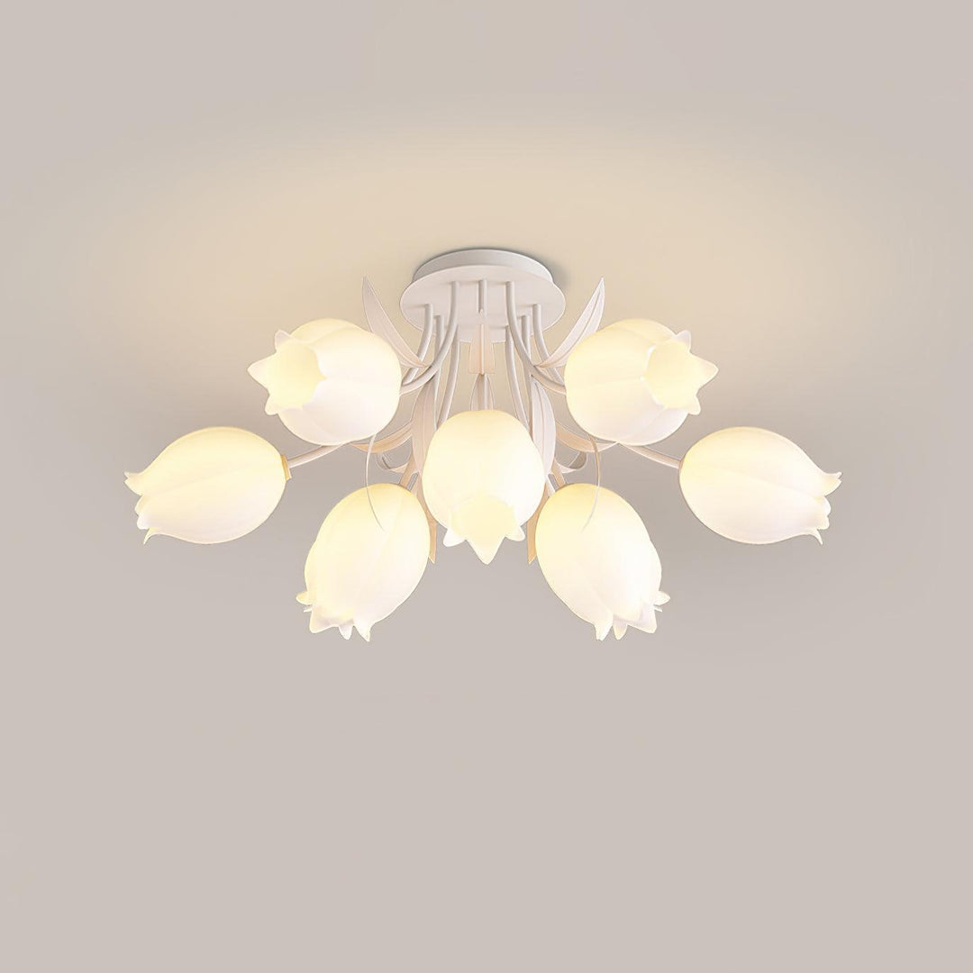 Ceiling Light Metal Acrylic 21.7 in Floral White Green Living Room Bedroom Bathroom Fixture Decorative | Kalsten