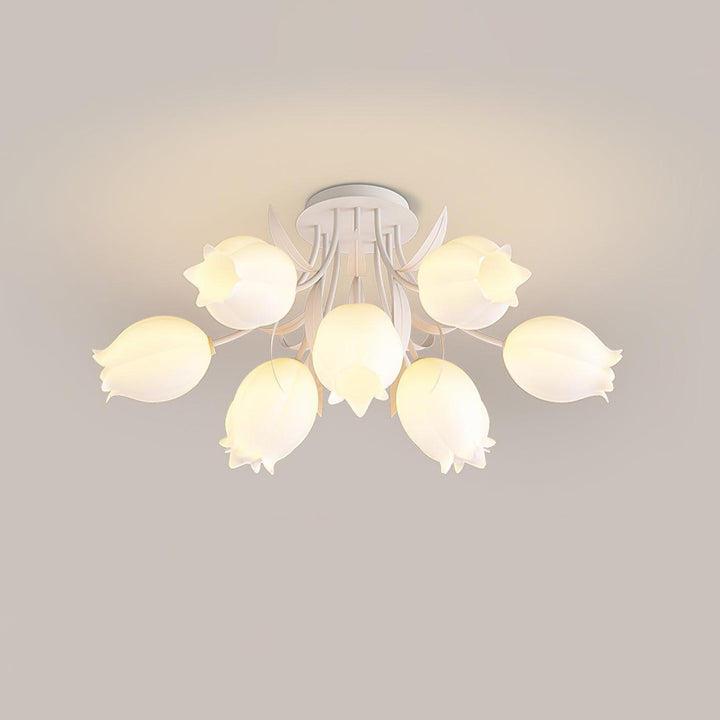 Ceiling Light Metal Acrylic 21.7 in Floral White Green Living Room Bedroom Bathroom Fixture Decorative | Kalsten