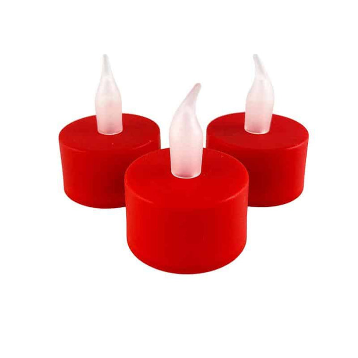 LED tealight 12 pcs. in red with flame | Kalsten
