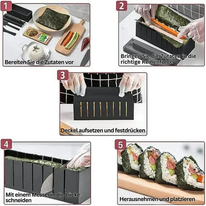 Skanto | Sushi Rolls and Cutting Set – Practical Sushi Kit with Molds and Accessories