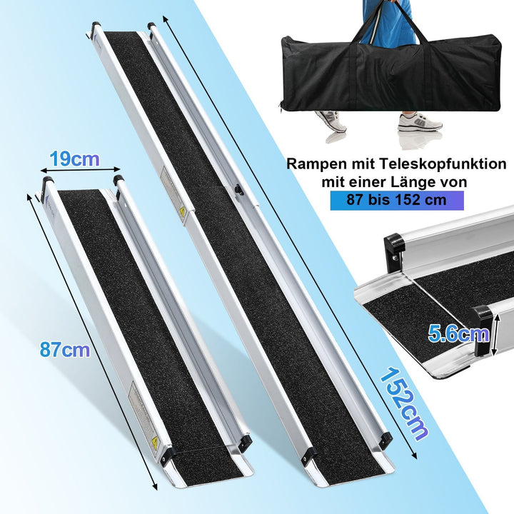 2x Wheelchair Ramp Aluminum Loading Ramp up to 300 kg | Kalsten