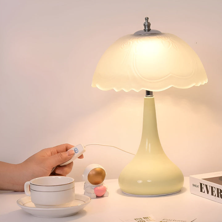 Eleganza Luxe Table Lamp – Timeless Mushroom Shape with LED Dimming Function in Soft Colors Kalsten