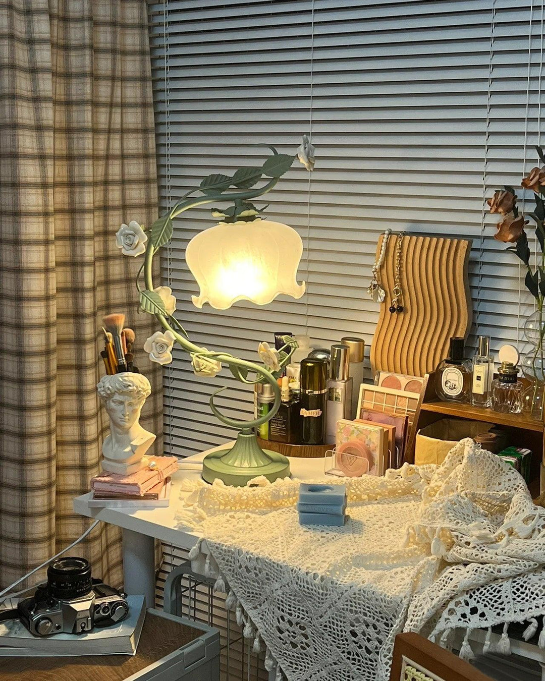 Rose Glass Gooseneck Table Lamp 12.2' | Kalsten