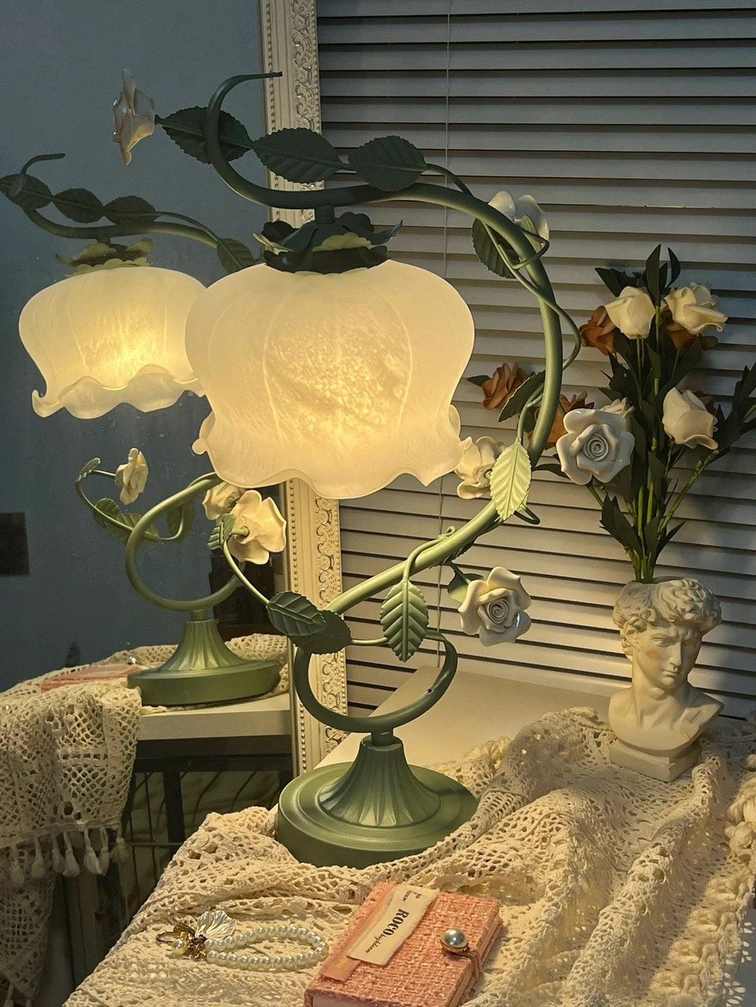 Rose Glass Gooseneck Table Lamp 12.2' | Kalsten
