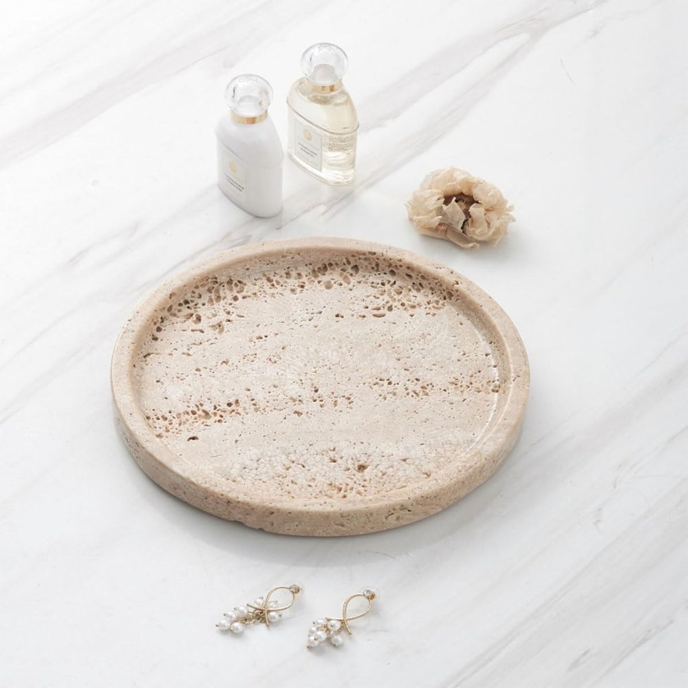 Kalsten | Round Travertine Stone Tray