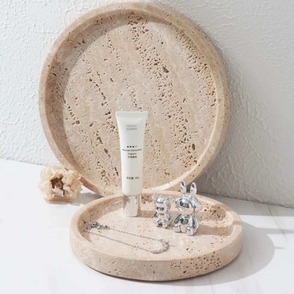 Kalsten | Round Travertine Stone Tray