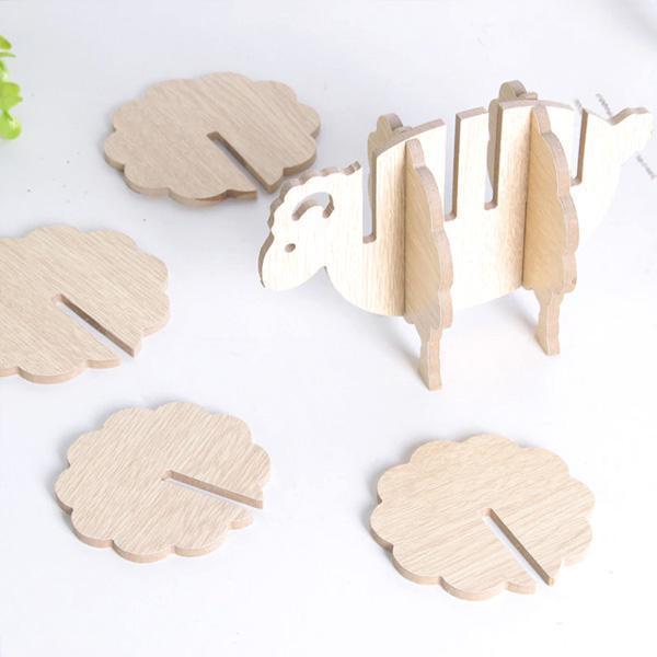 Rustic Sheep Wooden Coasters (Set of 6) | Kalsten