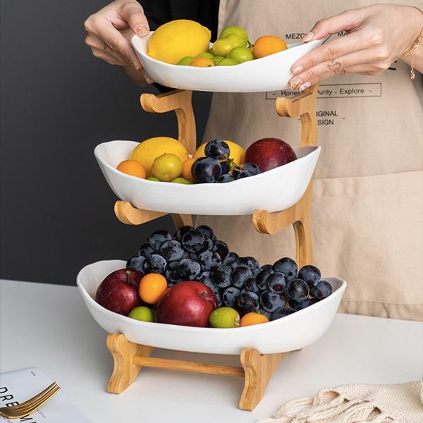 Rustic Tier Plate Wooden Stand With Plates (Various Designs & Colors) | Kalsten