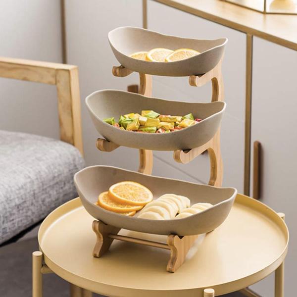 Rustic Tier Plate Wooden Stand With Plates (Various Designs & Colors) | Kalsten