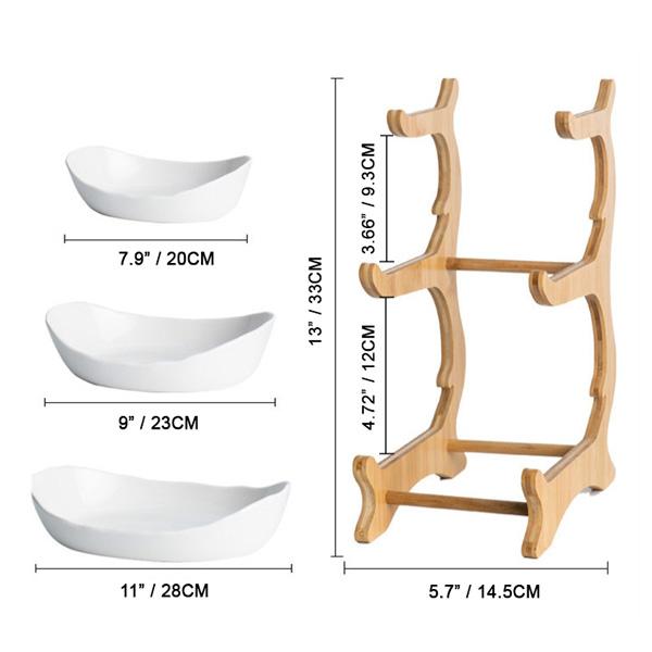Rustic Tier Plate Wooden Stand With Plates (Various Designs & Colors) | Kalsten