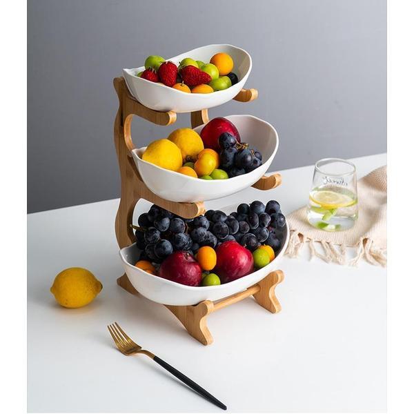 Rustic Tier Plate Wooden Stand With Plates (Various Designs & Colors) | Kalsten