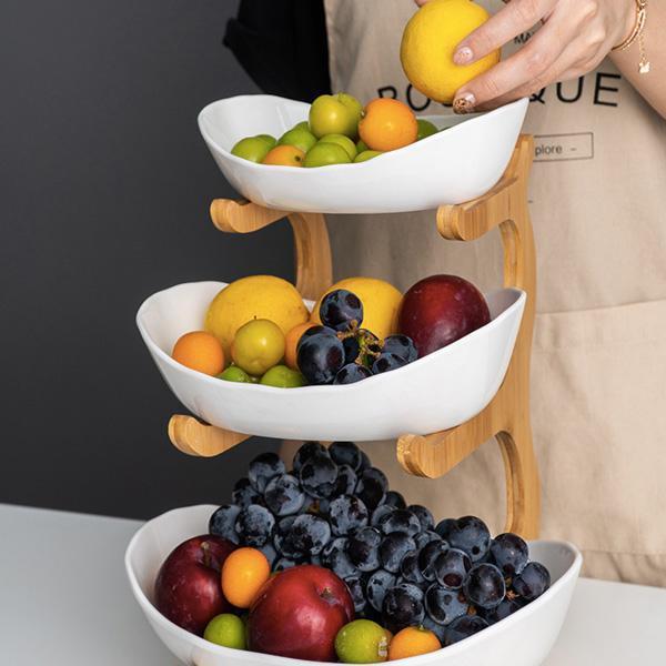 Rustic Tier Plate Wooden Stand With Plates (Various Designs & Colors) | Kalsten