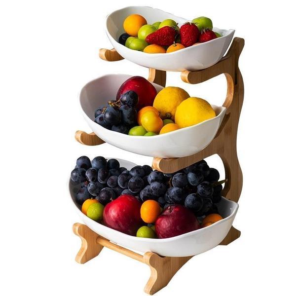 Rustic Tier Plate Wooden Stand With Plates (Various Designs & Colors) | Kalsten