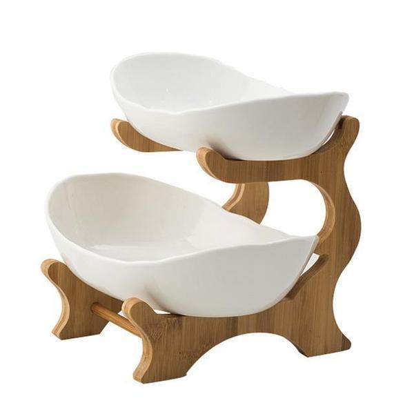 Rustic Tier Plate Wooden Stand With Plates (Various Designs & Colors) | Kalsten
