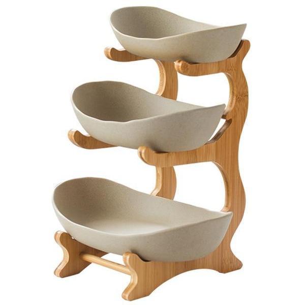 Rustic Tier Plate Wooden Stand With Plates (Various Designs & Colors) | Kalsten